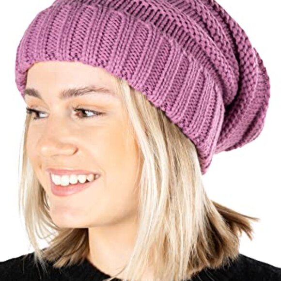 Slouchy Beanie Oversized Chunky Cable Knit Winter Hat Soft Warm Women main image 8
